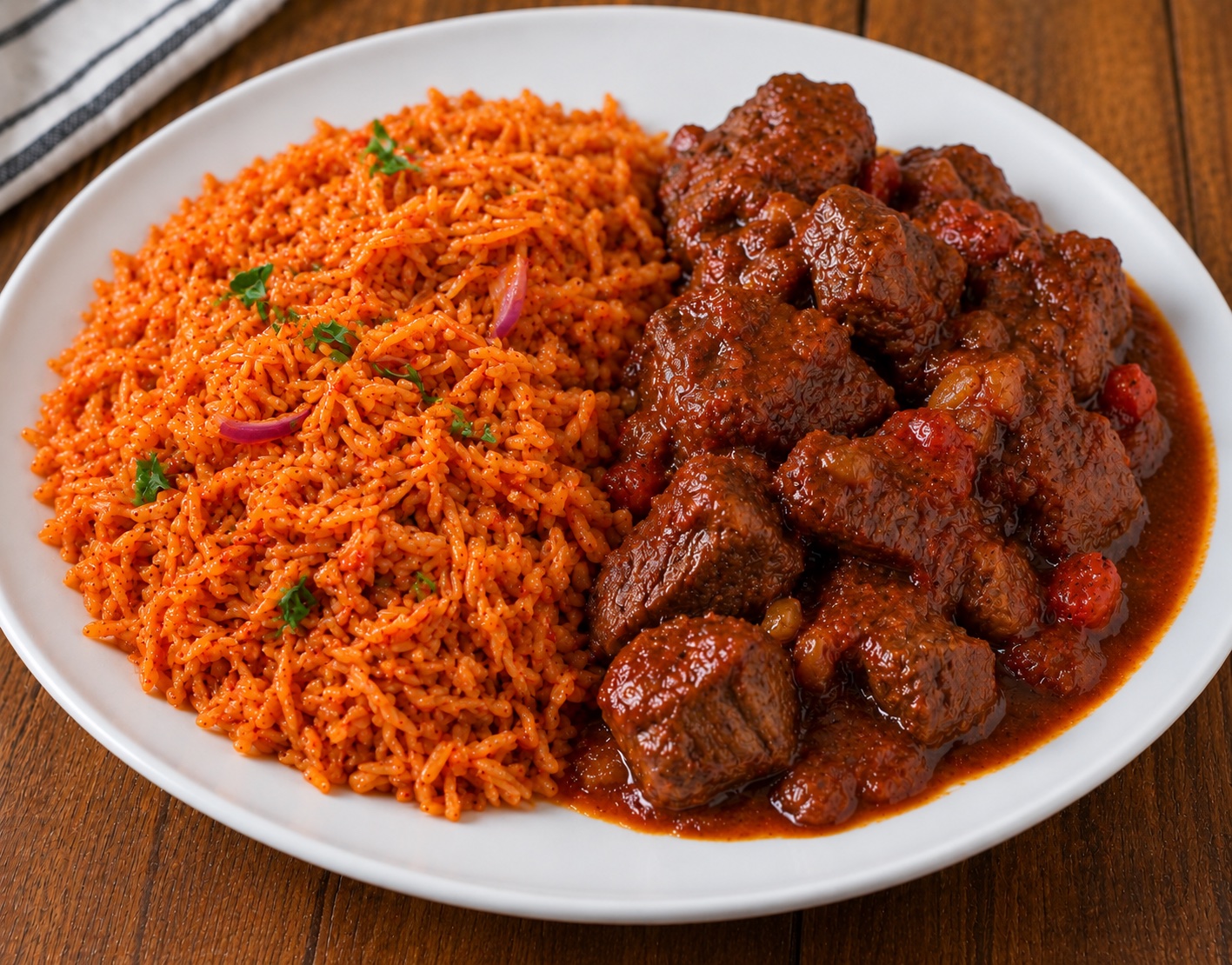 Jollof Rice with Beef Sauce