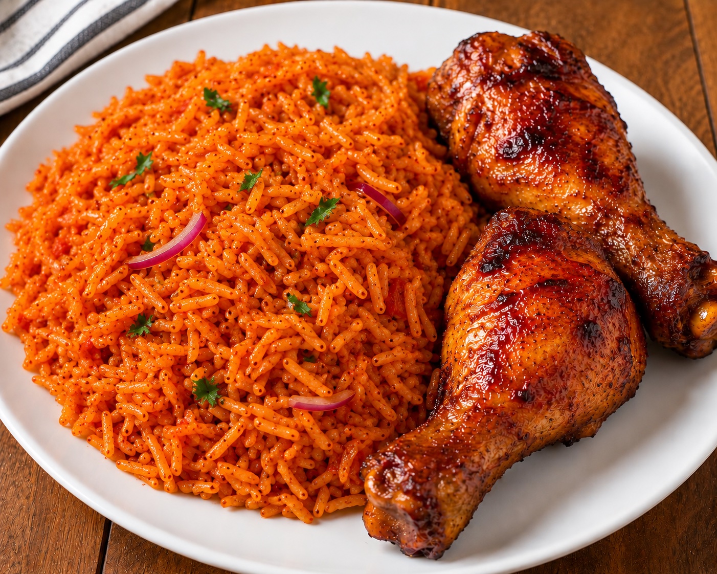 Jollof Rice with 2 Drumsticks