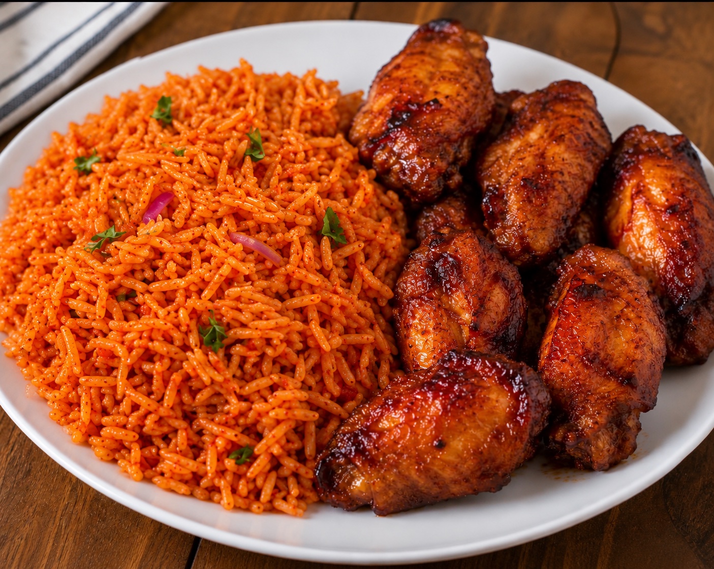 Jollof Rice with 6 Chicken Wings